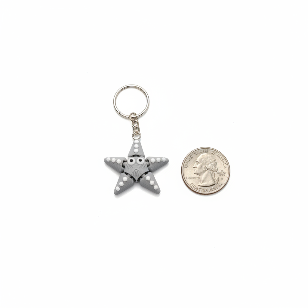 Articulated Starfish Fidget Keychain 3D Printed Cute Gift