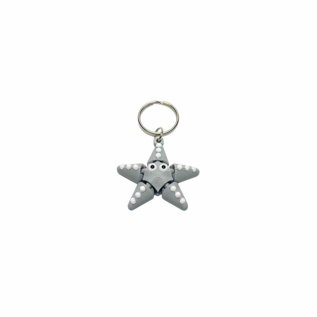 Articulated Starfish Fidget Keychain 3D Printed Cute Gift