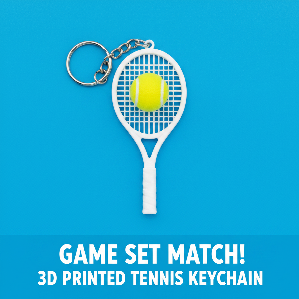 Mini Racket 3D Printed Keychain Sport Tennis Badminton Cute Gift Bag Charm